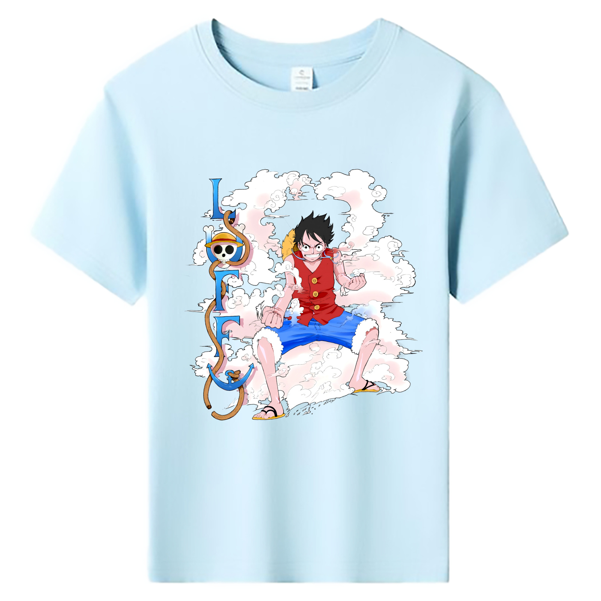 ワンピース モンキー・D・ルフィ ONE PIECE Monkey D. Luffy 綿100％キッズTシャツ（フロントプリント）